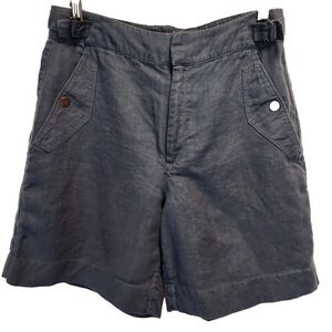 Athleta Voyager Womens Size 4 Linen Shorts Lightweight Breathable Blue High Rise